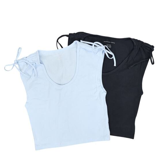 American Eagle Fitted Shoulder Cinch Scoop Neck Tee Bundle Size XS NWOT - Picture 1 of 7